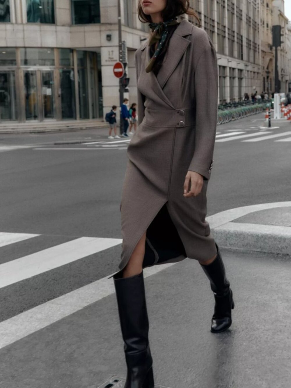 NWT Zara Midi Wrap Dress Taupe Grey Ref. 8933/569/832 Size M New